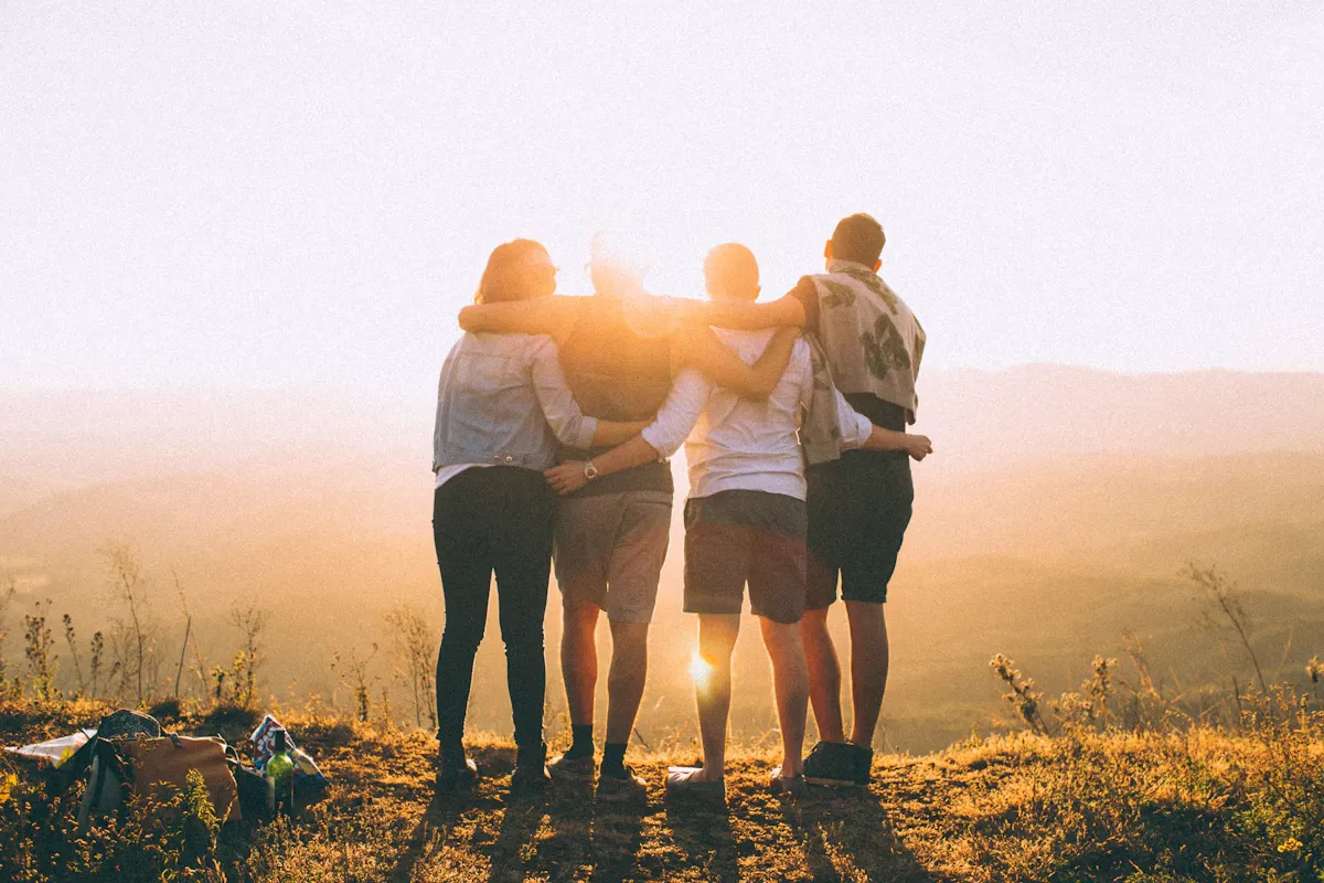 Family gathered together outdoors
